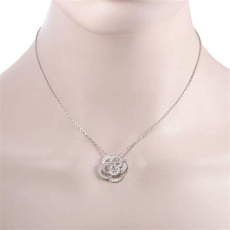 chanel diamond camellia pendant